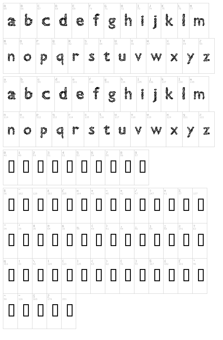 Gill Tree font map